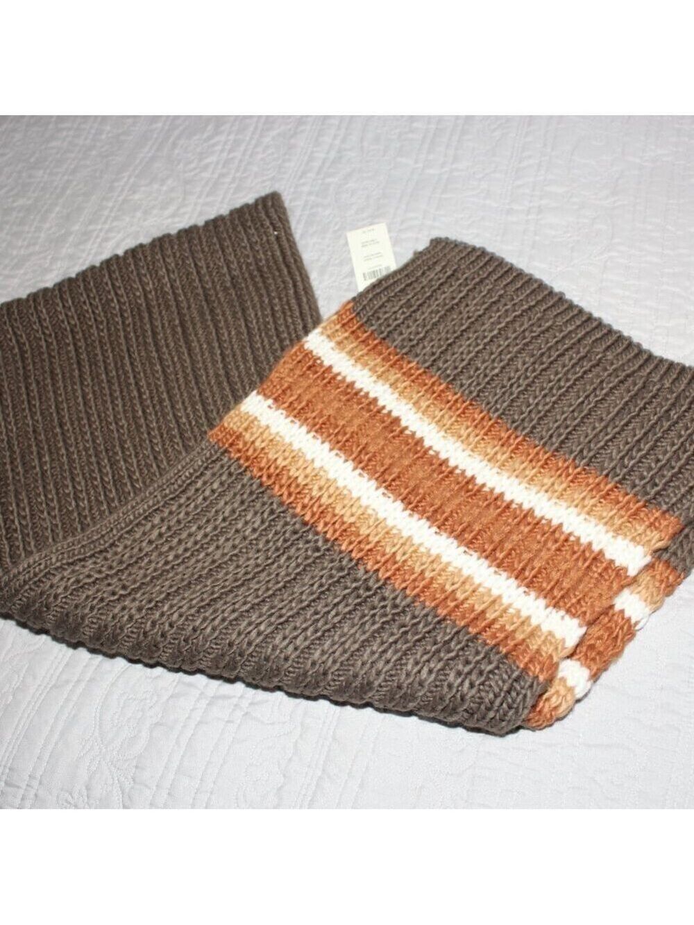 Duluth Trading Company Heavy Knitted Scarf Green Brown Orange 68X13 Thick NWT - Picture 2 of 5